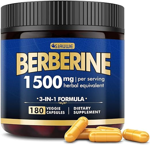 Maxxi Clean - Berberine 1500MG – Suplemento de Alta Potência com Berberina HCL e Citrus Bergamota – Suporte Metabólico, Digestivo e Imunológico – Vegano, Orgânico, Não-OGM, 180 cápsulas