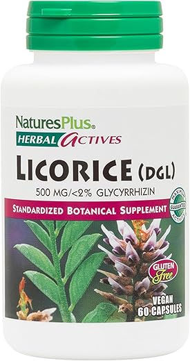Herbal Actives Licorice (DGL) 500 mg – 60 Cápsulas, Pacote com 3 – Suporte à Digestão Saudável - Natures Plus