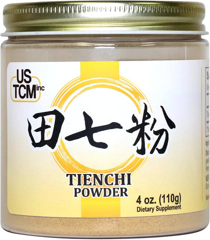 USTCM - Pó de Tienchi Puro 100%% Pseudoginseng Notoginseng Sanqi Ginseng 田七粉 120mesh (4oz) – Marca Tienchi Ginseng – 120g