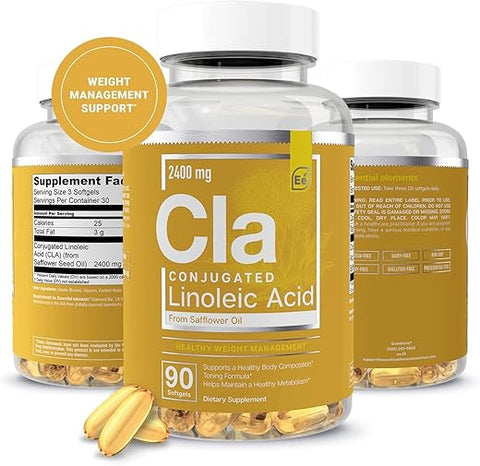 CLA de Óleo de Cártamo – 2400 mg de Ácido Linoleico Conjugado | Essential Elements – 90 Softgels