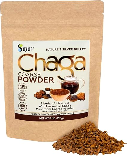 Siberian – Pó de Chaga Cru Puro 226g – Chá Antioxidante Premium – Reforça o Sistema Imunológico e a Saúde Digestiva – Foco, Energia - Sayan