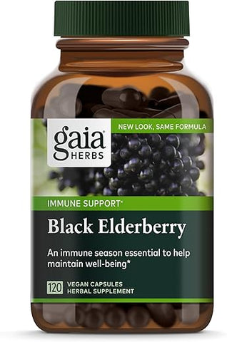 Black Elderberry – Suporte Diário ao Sistema Imunológico com Frutas de Sabugueiro Negro e Acerola para Suporte Antioxidante – 120 Cápsulas Veganas - Gaia Herbs