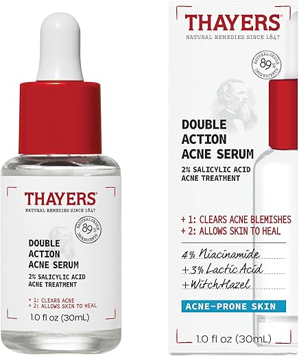 THAYERS - Thayers Serum Acne Dupla Ação com Ácido Salicílico, Tratamento Facial com 2% de Ácido Salicílico e Niacinamida, Cuidados com a Pele Calmantes e Não Agressivos, 30 ml