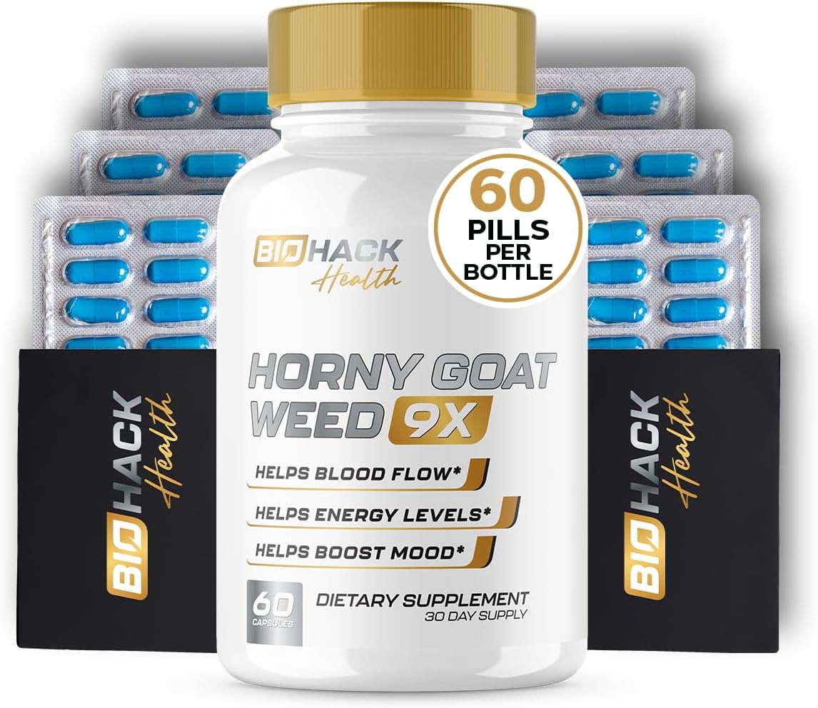 EPN Supplements - BioHack Health | Fórmula HornyGoatWeed 9 em 1 | 9 Ingredientes Ativos para Fluxo Sanguíneo e Energia