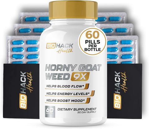 EPN Supplements - BioHack Health | Fórmula HornyGoatWeed 9 em 1 | 9 Ingredientes Ativos para Fluxo Sanguíneo e Energia
