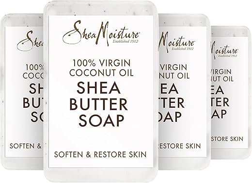 Sabonete de Manteiga de Karité SheaMoisture para Todos os Tipos de Pele 100% Óleo de Coco Virgem Cruelty Free Cuidados com a Pele 8 oz 4 Unidades
