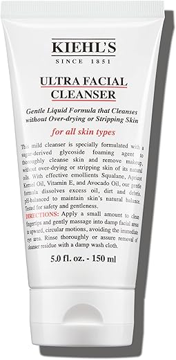 Kiehl’s Ultra Facial Cleanser – Espuma Facial Leve, Fórmula Enriquecida que Repõe a Barreira da Pele, Esfolia e Hidrata Suavemente, Indicado para Todos os Tipos de Pele