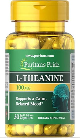 Puritan's Pride - Puritan’s Pride L-Theanine 200 mg – Aumente a Calma e o Foco (Frete Grátis)