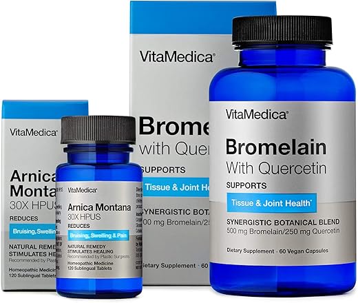 Arnica Montana 30X e Bromelina com Quercetina | Arnica Montana | Bromelina | Quercetina | Pacote de Recuperação | Baseado em Plantas | Fabricado nos EUA - VitaMedica
