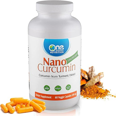One Planet Nutrition - Nano Curcumin 500 mg Cápsulas Vegetais (60 Porções), Nano para Alta Absorção, Suporte Anti-Inflamatório