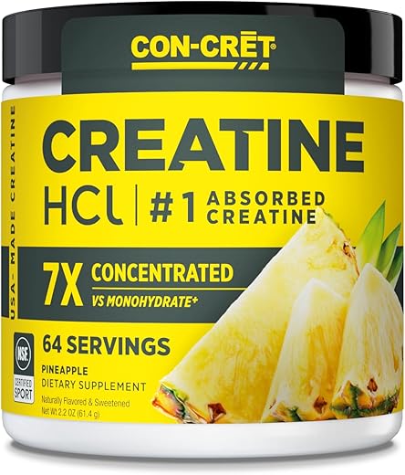 CON-CRET - Creatina HCl em Pó | Suporte Muscular, Cognitivo e Energético Celular | Sem Inchaço ou Cãibras | Fabricado nos EUA