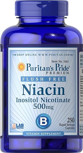 Puritan's Pride - Puritan’s Pride Niacina 500 Mg Sem Flush, 250 Comprimidos – Compre Agora!