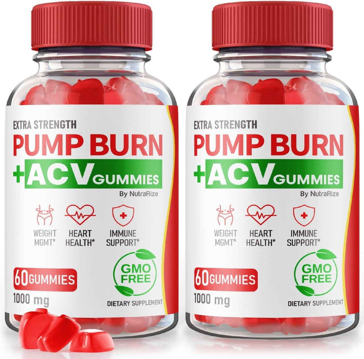 NutraRize - Gomas Pump Burn ACV – 2 Pacotes, Perda de Peso Avançada, Máxima Potência – 120 Gomitas