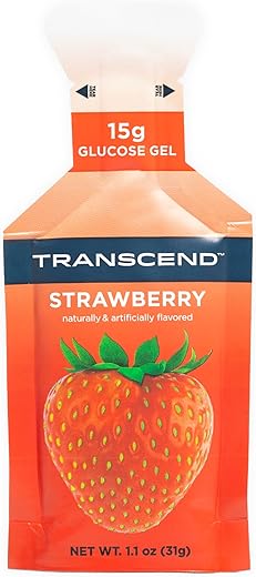 Foods Gel de Morango (31g, Pacote com 24) – Gel Energético Sabor Morango, Carboidrato de Ação Rápida – Sem Cafeína, Sem Glúten - Transcend