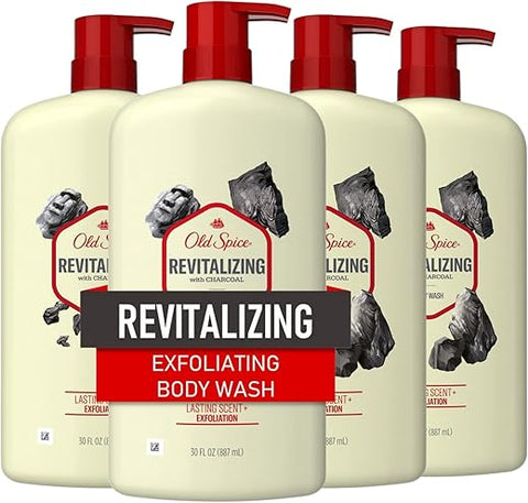 Gel de Banho Revitalizante com Carvão Ativado, 30 ml (Pacote com 4) - Old Spice