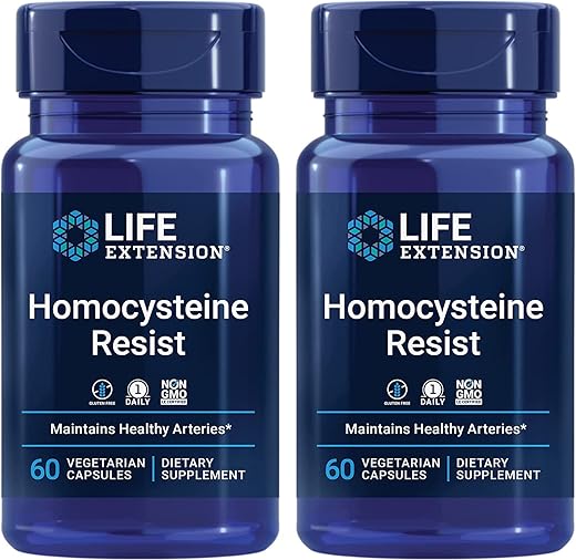 Homocysteine Resist – 60 Cápsulas Vegetarianas (Pacote com 2) Vitamina B2, B6 | Resistência à Homocisteína - Life Extension