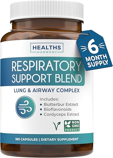 Healths Harmony - Suplemento de Suporte Respiratório (6 Meses de Fornecimento) Limpeza Profunda dos Pulmões para Brônquios – Marca em Destaque