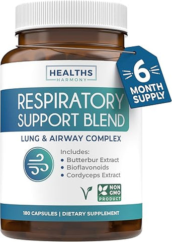 Healths Harmony - Suplemento de Suporte Respiratório (6 Meses de Fornecimento) Limpeza Profunda dos Pulmões para Brônquios – Marca em Destaque