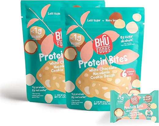 Bhu Fit - Bhu Foods Keto Bites – Snacks Keto Orgânicos para Adultos | Cookie Dough de Macadâmia e Chocolate Branco | Marca Bhu Foods