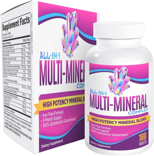 Elevate Recovery Supplements - Complexo Multimineral de 3 Meses Sem Ferro (Fórmula All-in-1) – Minerais Traços – Suplementos Minerais – Alta Potência Multiminerais – 180 Comprimidos