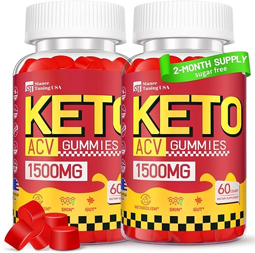 Stance Tuning USA - Keto ACV Gummies – Gomas de Vinagre de Maçã Orgânico 1500mg com Mãe – Suporte Detox – Sem Açúcar – Para Mulheres e Homens