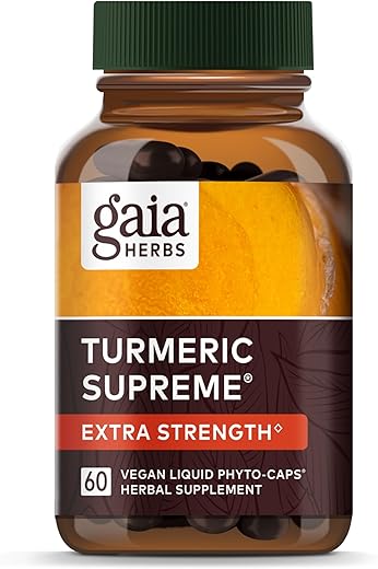Turmeric Supreme Extra Strength – Reduz Inchaço Ocasional Causado pelo Desgaste Normal – 60 Cápsulas - Gaia Herbs