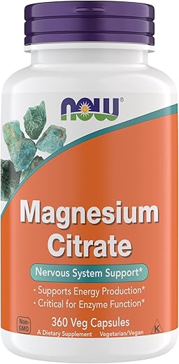 Generic - Now Supplements Magnesium Citrate – Suporte para o Sistema Nervoso e Função Enzimática – 360 Cápsulas Vegetarianas