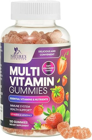 Nature's Nutrition - Multivitaminas em Gomas para Adultos com 13 Vitaminas e Minerais – Gomas Diárias de Vitaminas para Mulheres