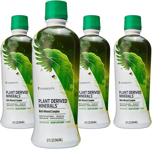 Minerais Líquidos Derivados de Plantas – 77 Minerais Traços Naturais Não Alterados – 19.000mg de Sólidos Minerais de Plantas – Forma Coloidal de Xisto Húmico – (32 oz Pacote de 4) - Youngevity