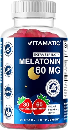 Melatonina Sem Açúcar 60mg – 60 Gomas Vegetarianas – Suplemento Não Viciante - Vitamatic