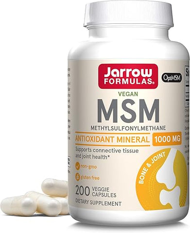 MSM Cápsulas 1.000 mg, Metilsulfonilmetano, Suporte para Saúde das Articulações, 200 Cápsulas, Até 200 Porções - Jarrow Formulas