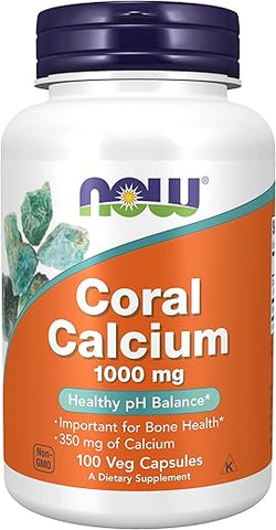 NOW Foods - NOW Cálcio de Coral 1000mg, 100 Cápsulas (Pacote com 2) – Saúde Óssea e Mineralização