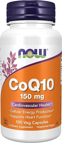 CoQ10 150 mg – Cápsulas Vegetais de Grau Farmacêutico, Forma All-Trans produzida por Fermentação – 100 Unidades - NOW Foods