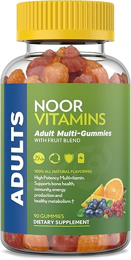 Halal Gummy Multivitamínico Orgânico para Homens e Mulheres – 90 Unidades - Noor Vitamins