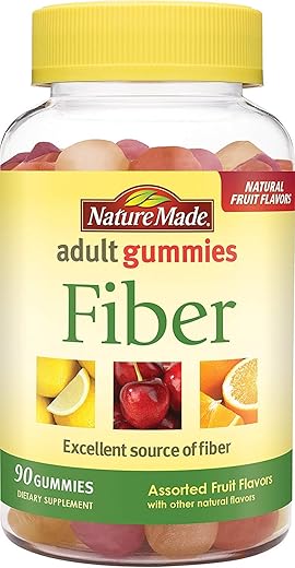 Adult Gummies Fiber – Embalagem com 90 Unidades (2 Pacotes) – Alta Fibra, Saboroso e Saudável - Nature Made