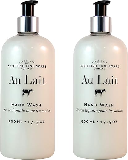 Au Lait Sabonete Líquido para as Mãos – 500ml/500g (Pacote com 2) - Scottish Fine Soaps