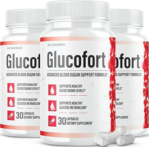 Oficial) Fórmula de Suporte Glucofort para Saúde (3 Pacotes) - IDEAL PERFORMANCE