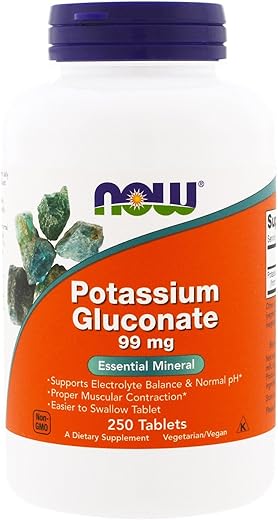 NOW Foods - Now Foods – Potássio Gluconato 99mg – 250 Comprimidos