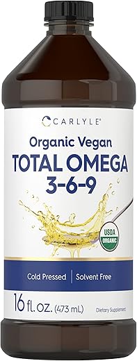 Omega 3 6 9 | 473 ml | Prensado a Frio | Orgânico Certificado, Suplemento Vegano | Vegetariano, Não-OGM, Livre de Glúten e Solventes - Carlyle