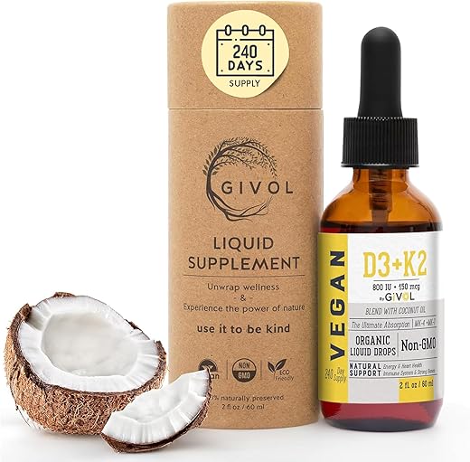 GIVOL - Vitamina D3 K2 Líquida (MK4) – Gotas Potentes para Saúde Óssea – Marca em Destaque