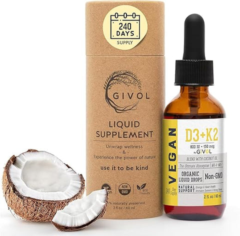 GIVOL - Vitamina D3 K2 Líquida (MK4) – Gotas Potentes para Saúde Óssea – Marca em Destaque