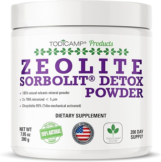 TODICAMP - Sorbolit Zeolite Detox Powder – Pó de Zeólita Clinoptilolita Sorbolit 1-2 µm – Suplemento em Pó para Desintoxicação do Fígado – Fornecimento de 200 Dias