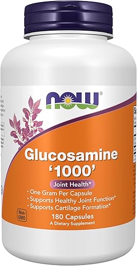 Supplements, Glucosamina ‘1000’, com Certificação de Suplemento Alimentar UL, 1 g por Cápsula, 180 Cápsulas Vegetais - NOW