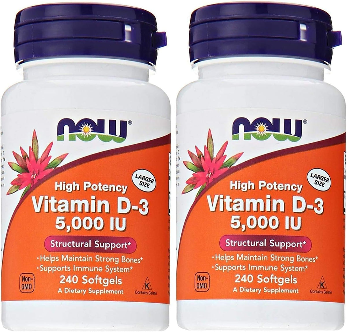 NOW Foods - Now Foods Vitamina D3 5.000 UI, 240 softgels (Pacote com 2) – Aumente sua saúde com a Vitamina D3 de alta potência!