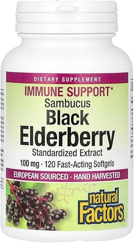 Black Elderberry, 100 mg, 120 Cápsulas Softgels de Ação Rápida - Natural Factors