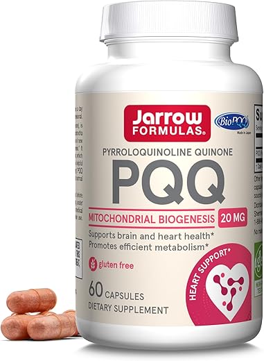 PQQ 20 mg – Suporte para Coração, Cérebro e Metabolismo – 60 Cápsulas Vegetarianas – Fórmula de 60 Dias - Jarrow Formulas