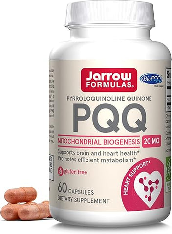 PQQ 20 mg – Suporte para Coração, Cérebro e Metabolismo – 60 Cápsulas Vegetarianas – Fórmula de 60 Dias - Jarrow Formulas