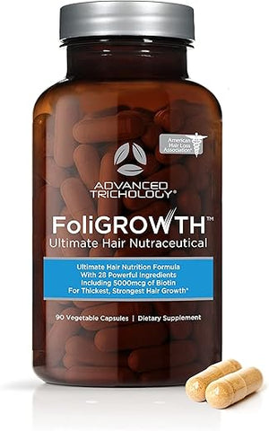 Advanced Trichology - FoliGROWTH™: Crescimento Capilar para Cabelos Mais Espessos e Cheios | Aprovado pela American Hair Loss Association | Revitalize Cabelos Ralos com 20 Anos de Experiência
