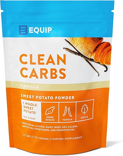Foods Clean Carbs | Pó de Batata Doce | Carboidrato Pré-Treino à Base de Plantas, Feito de Batatas Doces Desidratadas | 30 Porções, Baunilha - Equip