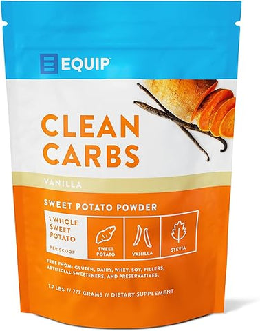 Foods Clean Carbs | Pó de Batata Doce | Carboidrato Pré-Treino à Base de Plantas, Feito de Batatas Doces Desidratadas | 30 Porções, Baunilha - Equip